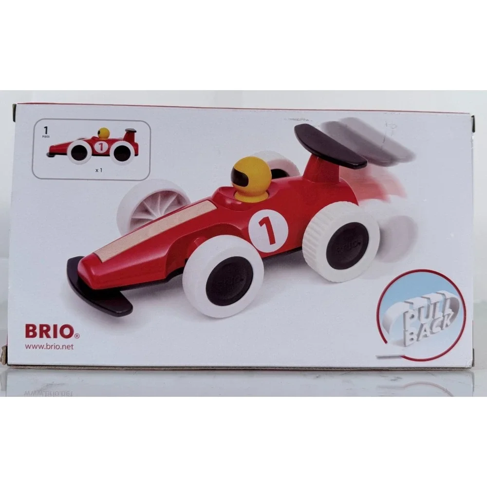 BRIO Large Wooden Pull-Back‎ Race Car Toy for Kids 18+ Months 8